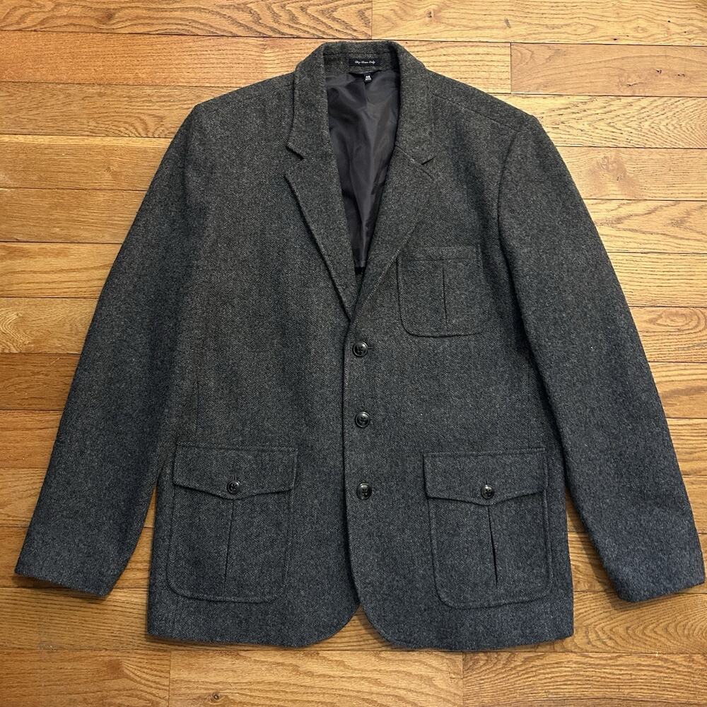 Ll Bean 100% Wool Herringbone Blazer Chore Hunting Button Up Jacket 48